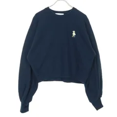 Lily Brown リリーブラウン クマロゴ刺繍 長袖 丈短 スウェット Free ブラック レディース 古着