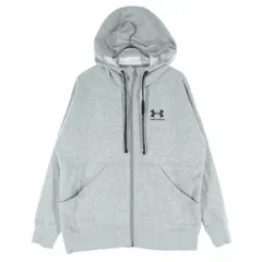 美品 UNDER ARMOUR アンダーアーマー 裏起毛 ワンポイントロゴ 長袖 ジップパーカー M グレー メンズ 古着