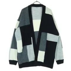 美品 ZARA ザラ 総柄 長袖 ニットカーディガン L グレー系 メンズ 古着