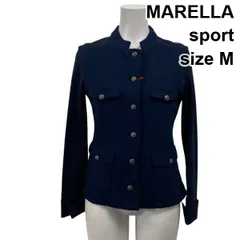 ◆ マレーラスポーツ MARELLA スタンドカラージャケット ナポレオンジャケット 長袖 切替 装飾ボタン ネイビー M 9号 レディース S5X240のサムネイル