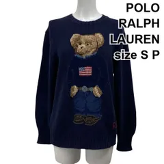 ◆ ポロラルフローレン POLO RALPH LAUREN ポロベア セーター ニット クルーネック クマ ネイビー 綿100％ S P 7号 レディース S5X249