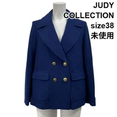 ◆ 未使用 ジュディコレクション JUDY テーラードジャケット 長袖 ダブルブレスト ツイード ブルー 綿混 38 M 9号 レディース S5X233のサムネイル