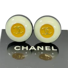 【希少・ヴィンテージ品】CHANEL シャネル ココマーク プラスチック レジン バイカラー ラウンド イヤリング メタル 箱付き 96P 1996年代 ホワイト イエロー 白色 黄色 丸形 アクセサリー ジュエリー レディース