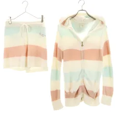 gelato pique ジェラートピケ ボーダー柄 長袖 ルームウェア 上下 セットアップ F ホワイト系 ふわもこ レディース 古着