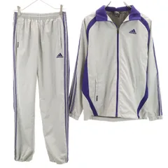 adidas アディダス トレーニング ウインドブレーカー 上下 セットアップ S グレー 裏トリコット メンズ 古着
