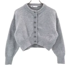 美品 ZARA ザラ 長袖 ニットカーディガン S グレー レディース 古着