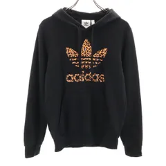 adidas Originals アディダスオリジナルス トレフォイルロゴ 長袖 スウェットパーカー XS ブラック 裏起毛 メンズ 古着