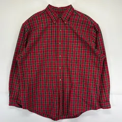 古着 90's/90年代 エディー・バウアー Eddie Bauer 長袖シャツ アウトドア 白タグ チェック柄 ポケット L  レッド メンズ