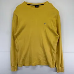 古着 ポロ・ラルフローレン POLO RALPH LAUREN 長袖Tシャツ 大きいサイズ ワンポイントロゴ ワッフル生地 2XL  イエロー メンズ