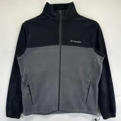 古着 コロンビア Columbia フリースジャケット アウトドア ワンポイントロゴ ツートン フルジップ ドローコード L  ブラック メンズ