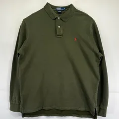 古着 90's/90年代 ポロ・ラルフローレン POLO RALPH LAUREN 長袖 ポロシャツ スウェット生地 ワンポイントロゴ トレーナー  XL  カーキ メンズ