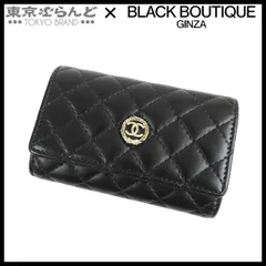 シャネル CHANEL キーケース ブラック ゴールド金具 レザー マトラッセ ココマーク リボン 6連 16番台 レディース 25XM 101831182