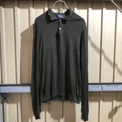 796 Polo by Ralph Lauren ポロセーター ブラウン L ポロバイラルフローレン ニット コットン ワンポイント 刺繍ロゴ ポロポニー 古着卸 アメリカ仕入