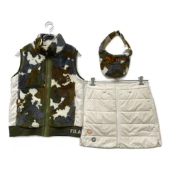 中古 レディース フィラゴルフ FILA GOLF コーディネートセット M 初ラウンド コースデビュー ボア 中綿 ベスト×スカート×バイザー