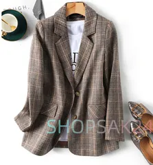 テーラードジャケット レディース チェック ジャケット 春 秋冬 グレンチェック ミディアム スーツ ママ フォーマル オフィス 30代 40代676