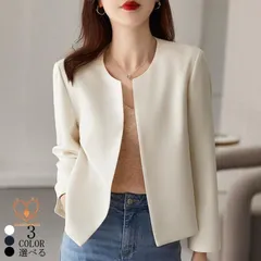 無地 春 スーツ ジャケット 30代40代50代 ノーカラージャケット アウター 通勤 秋 フォーマル セレモニー 洗える ビジネス 母 レディース