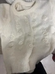 アイボリー 花刺繍 ニット カーディガン