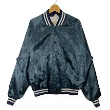 90's vintage 90年代 ヴィンテージ AUBURN スタジャン ナイロンジャケット ブルゾン BASEBALL ベースボール Richfield ライトアウター ブルゾン バックプリント オーバーサイズ U.S.A製 XLサイズ ネイビー
