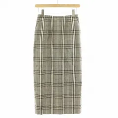 B&Y ユナイテッドアローズ BEAUTY&YOUTH ビューティー&ユース PK E/RY/L CHK SRT TT BY チェックバックスリット タイトスカート ロング グレンチェック 麻 リネン混 S グレー 1624-207-3714 /XK