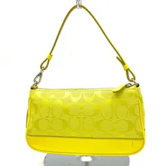 美品　COACH コーチ　6094 シグネチャー　ハンドバッグ　アクセサリーポーチ　ワンショルダーバッグ　ライトグリーン系