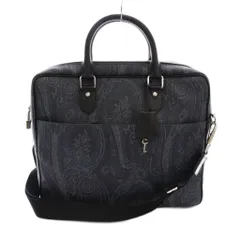 エトロ ETRO ビジネスバッグ ブリーフケース 2WAY ショルダーバッグ ブルー 青色 ブラック 黒色 ペイズリー柄 /YMのサムネイル