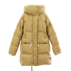 ニューバランス NEW BALANCE ダウンコート ロング ショート フード 2WAY ジップアップ ロゴ プリント M ベージュ JWJL9672 /KU