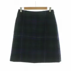 マッキントッシュフィロソフィー MACKINTOSH PHILOSOPHY ハリスツイード Harris Tweed フレアスカート ひざ丈 チェック 38 M 紺 ネイビー 深緑 モスグリーン /NQ