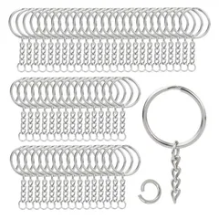 アクセサリーパーツ チェーン チェーン ジュエリー キーリング 手芸用品 DIY ストラップ 平キーリング リング開け 100個入り キーホルダー