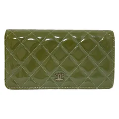 CHANEL(シャネル) 長財布 マトラッセ カーキ シルバー金具 レザー