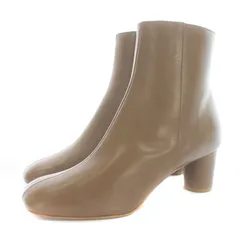 チェンバー CHEMBUR サイドジップショートブーツ レザー チャンキーヒール 35.5 22.5cm 茶 ブラウン /KU ■OF