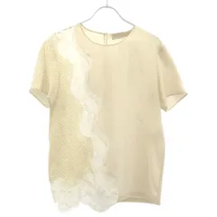 STELLA McCARTNEY ステラ マッカートニー レース切替シルクTシャツ 415-110273 ベージュ 38