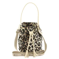 レスポートサック LesportSAC × MAISON DE REEFUR 2WAY ショルダーバッグ ワンハンドルバッグ 巾着型 レオパード柄 ヒョウ柄 ナイロン ベージュ 茶 ブラウン 黒 ブラック /HN