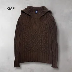 ギャップ Gap ケーブルニット Vネック セーラーカラー カジュアル フェミニン ブラウン XS