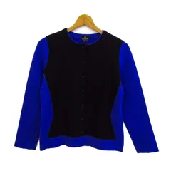 ランバン カーディガン 長袖 バイカラー クルーネック ウール トップス レディース 38サイズ ブルー×ブラック LANVIN 【中古】のサムネイル