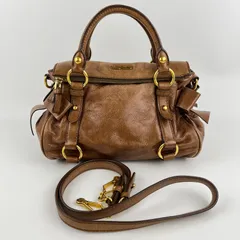 【中古】miumiu ミュウミュウ ハンドバッグ ショルダーバッグ 斜め掛け ブラウン レザー ヴィンテージ レディース【中古美品】HIBUOCHI VINTAGE