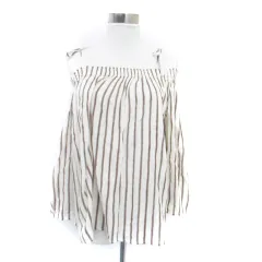 アーバンリサーチ URBAN RESEARCH ブラウス カットソー オフショルダー 七分袖 ストライプ柄 F オフホワイト 茶色 ブラウン /HO33