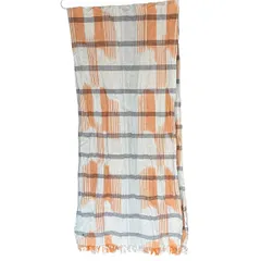 B061 TOMMY HILFIGER トミーヒルフィガー マフラー ストール チェック オレンジ ホワイト ブラック