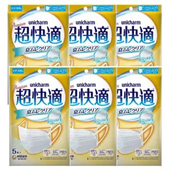 【6袋計36枚】ユニチャーム 超快適マスク ふつう 息ムレクリアタイプ 6枚入のサムネイル