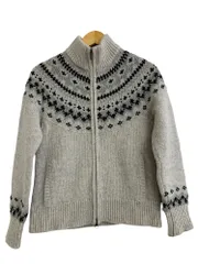 L.L.Bean (エルエルビーン) ニット セーター ジップアップ ハイネック 柄 503420 XS ホワイト メンズ/004