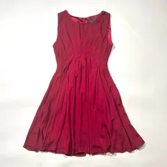 新品未使用 POUR VOUS プールヴー ノースリーブ タックドレス ひざ丈 パール装飾 ボルドー ワインレッド 結婚式 ドレスアップ キャバドレス XXL