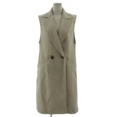 ザラ ZARA ダブルブレスト ソフトベスト ピークドラペル ロング丈 起毛 厚手 ベージュ S