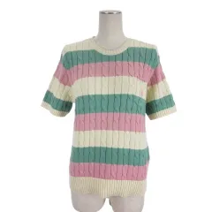 ポロ ラルフローレン POLO RALPH LAUREN ケーブルニット セーター 半袖 ボーダー コットン L マルチカラー