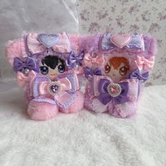 829】ほわぬい おすわりぬい服 8cm 紫×ピンク - メルカリ