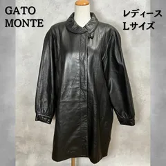 GATO MONTE  ガトモンテ　レザーコート　ラムレザー　ミドル〜ロング丈　ブラック　Lサイズ　レディース　【B-3】