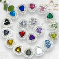 dd パール & ビジュー シルバー ハート ストーン 2個  27mm センターパーツ