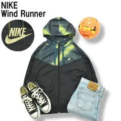 ナイキ NIKE ウィンドランナー WIND RUNNER フーデット ナイロン ジャケット ラグランスリーブ M チェック柄 ライムグリーン x ネイビー メンズ