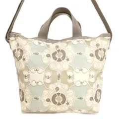 レスポートサック LesportSAC 2way トートバッグ ショルダーバッグ ナイロン 総柄 美品 ベージュ系