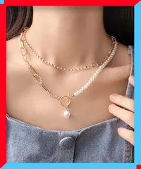 新品 フェイクパール ネックレス チョーカー レディース 韓国風 異素材ミックス シルバー アクセサリー プレゼント 女子会【送料無料】