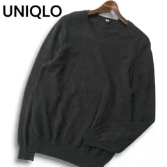 UNIQLO ユニクロ 秋冬 高級!! カシミヤ100％★ Vネック ニット セーター Sz.L メンズ グレー