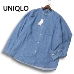 【新品 23AW】 UNIQLO ユニクロ 長袖 デニム オーバーサイズ スタンドカラー シャツ Sz.XXL メンズ 大きいサイズ 未使用
